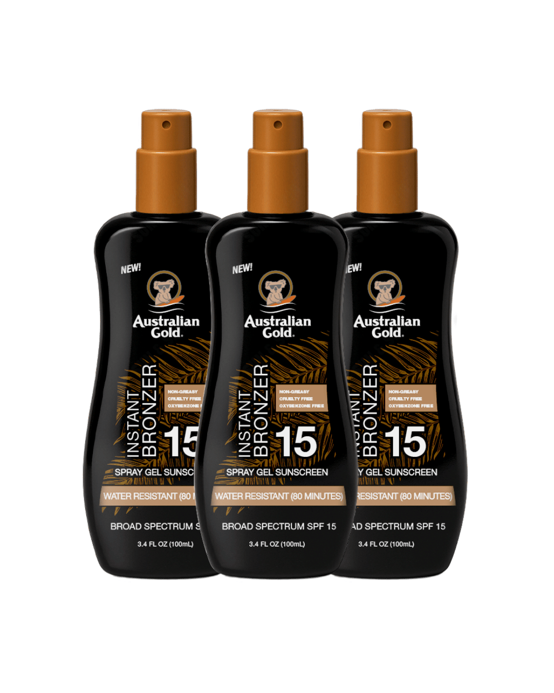 Australian Gold Spray Gel With Instant Bronzer SPF 15 237ml - 3 Pack Saver