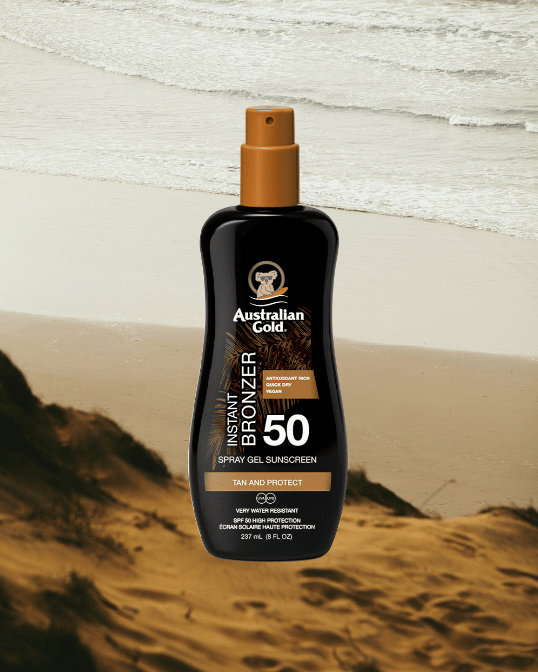 Australian Gold SPF 50 Spray Gel With Bronzer 237ml