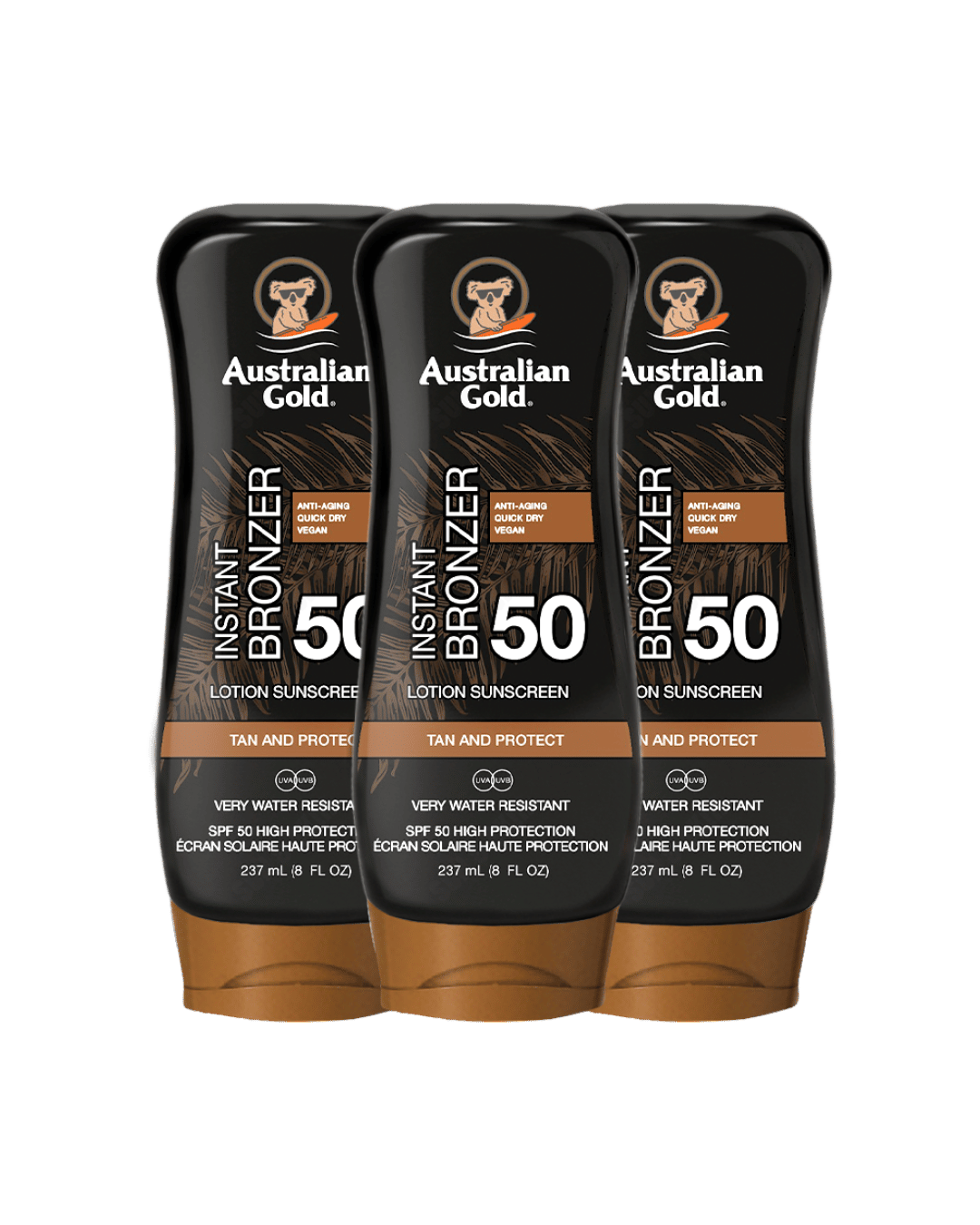 Australian Gold Sun Lotion With Bronzer SPF 50 237ml - 3 Pack Saver