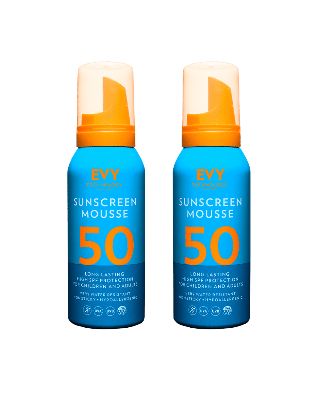EVY Sunscreen Mousse SPF 50 100ml - 2 Pack Saver