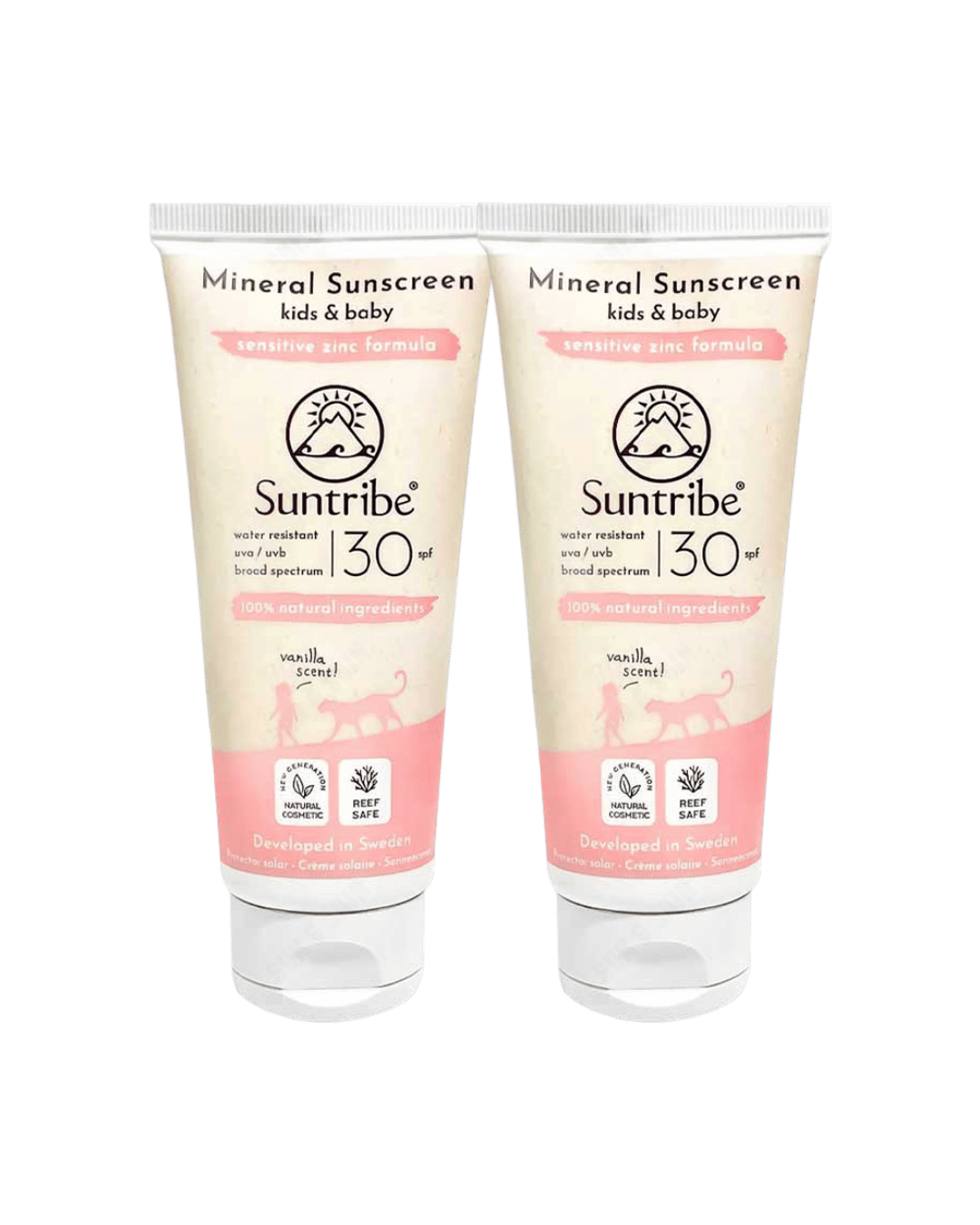 Suntribe Baby & Kids Natural Mineral Sunscreen Lotion SPF 30 100ml - 2 Pack Saver
