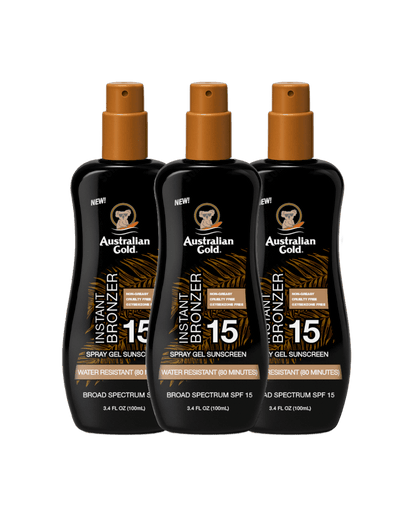 Australian Gold Spray Gel With Instant Bronzer SPF 15 237ml - 3 Pack Saver
