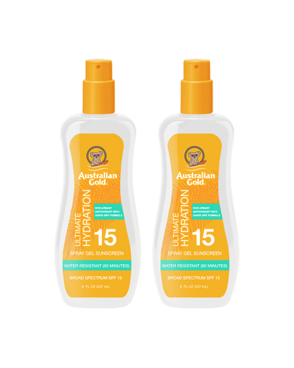 Australian Gold Clear Spray Gel SPF 15 237ml - 2 Pack Saver