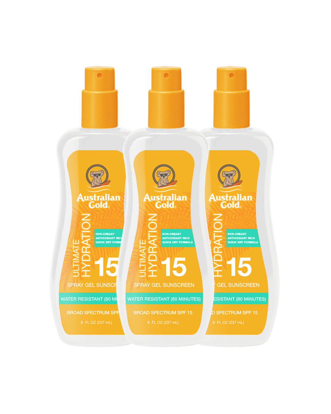 Australian Gold Clear Spray Gel SPF 15 237ml - 3 Pack Saver