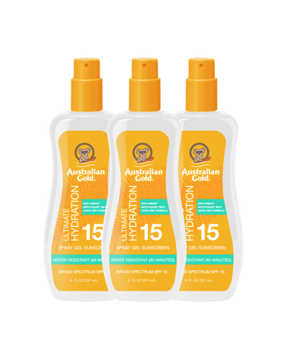 Australian Gold Clear Spray Gel SPF 15 237ml - 3 Pack Saver