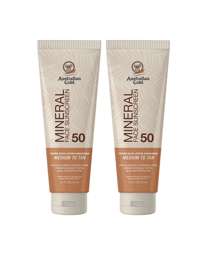Australian Gold Mineral SPF 50 Tinted Face Medium to Tan 88ml - 2 Pack Saver