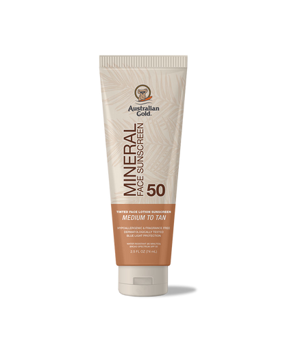 Australian Gold Mineral SPF 50 Tinted Face Medium to Tan 88ml