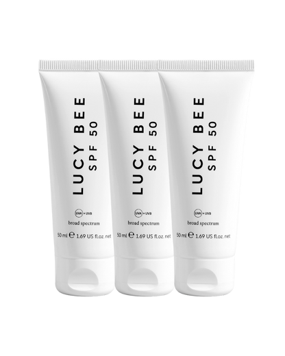 Lucy Bee SPF 50 Face Sunscreen 50ml - 3 Pack Saver Bundle