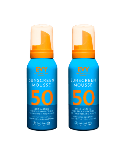 EVY Sunscreen Mousse SPF 50 100ml - 2 Pack Saver