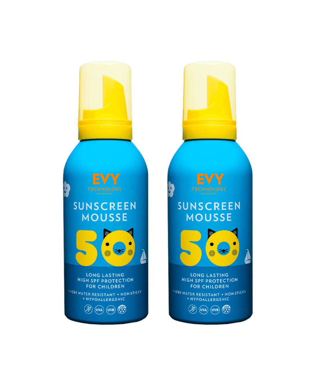 EVY Kids Sunscreen Mousse SPF 50 150ml - 2 Pack Saver