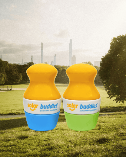 Solar Buddies Refillable Sunscreen Applicator Duo Pack Blue And Green