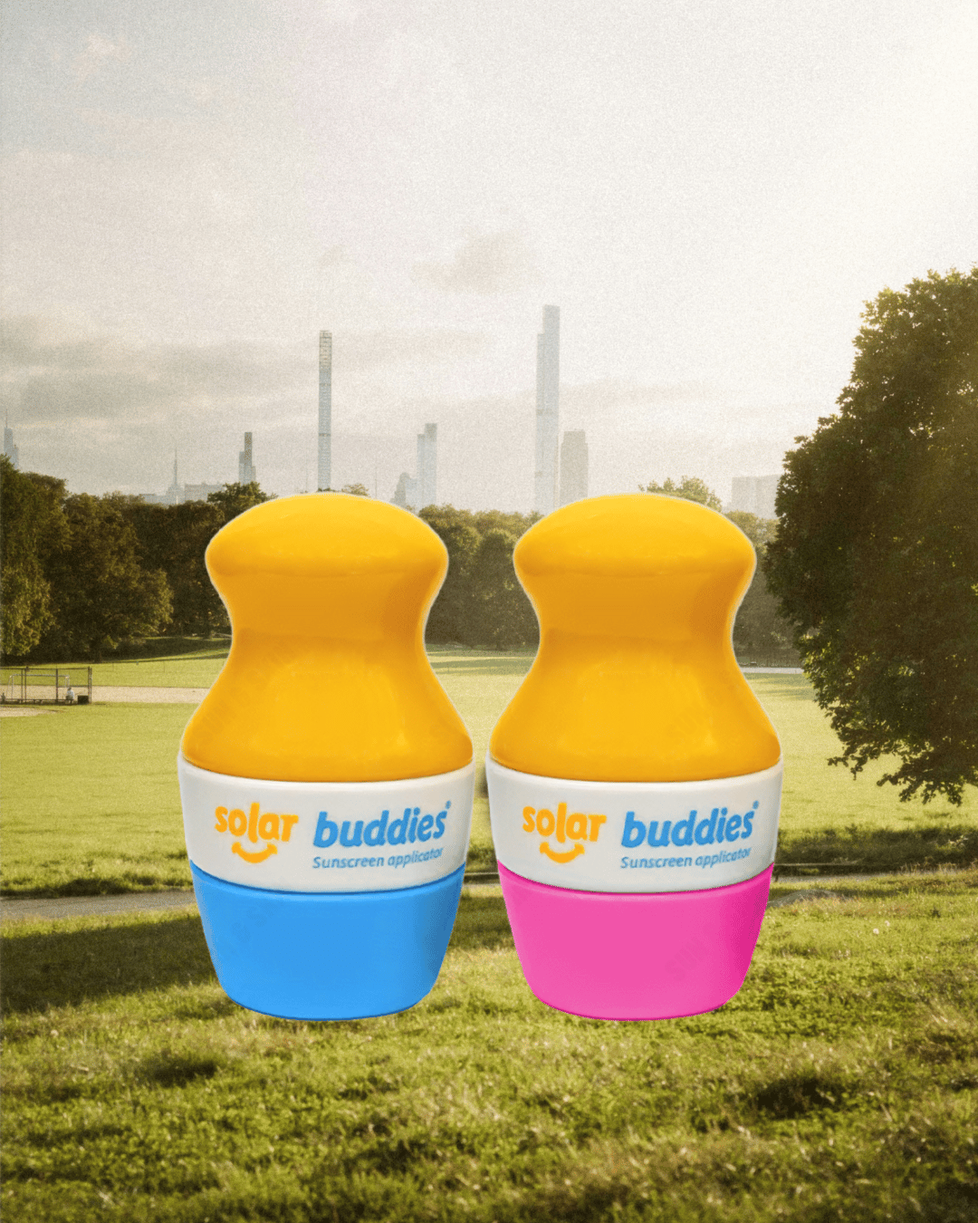 Solar Buddies Refillable Sunscreen Applicator Duo Pack Blue And Pink