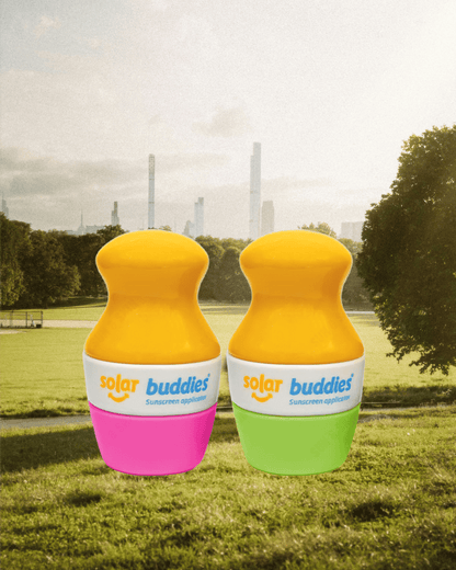 Solar Buddies Refillable Sunscreen Applicator Duo Pack Pink & Green