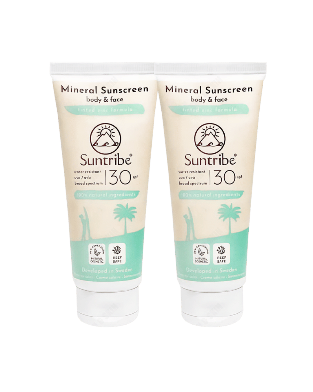 Suntribe Natural Mineral Sunscreen Lotion SPF 30 100ml - 2 Pack Saver