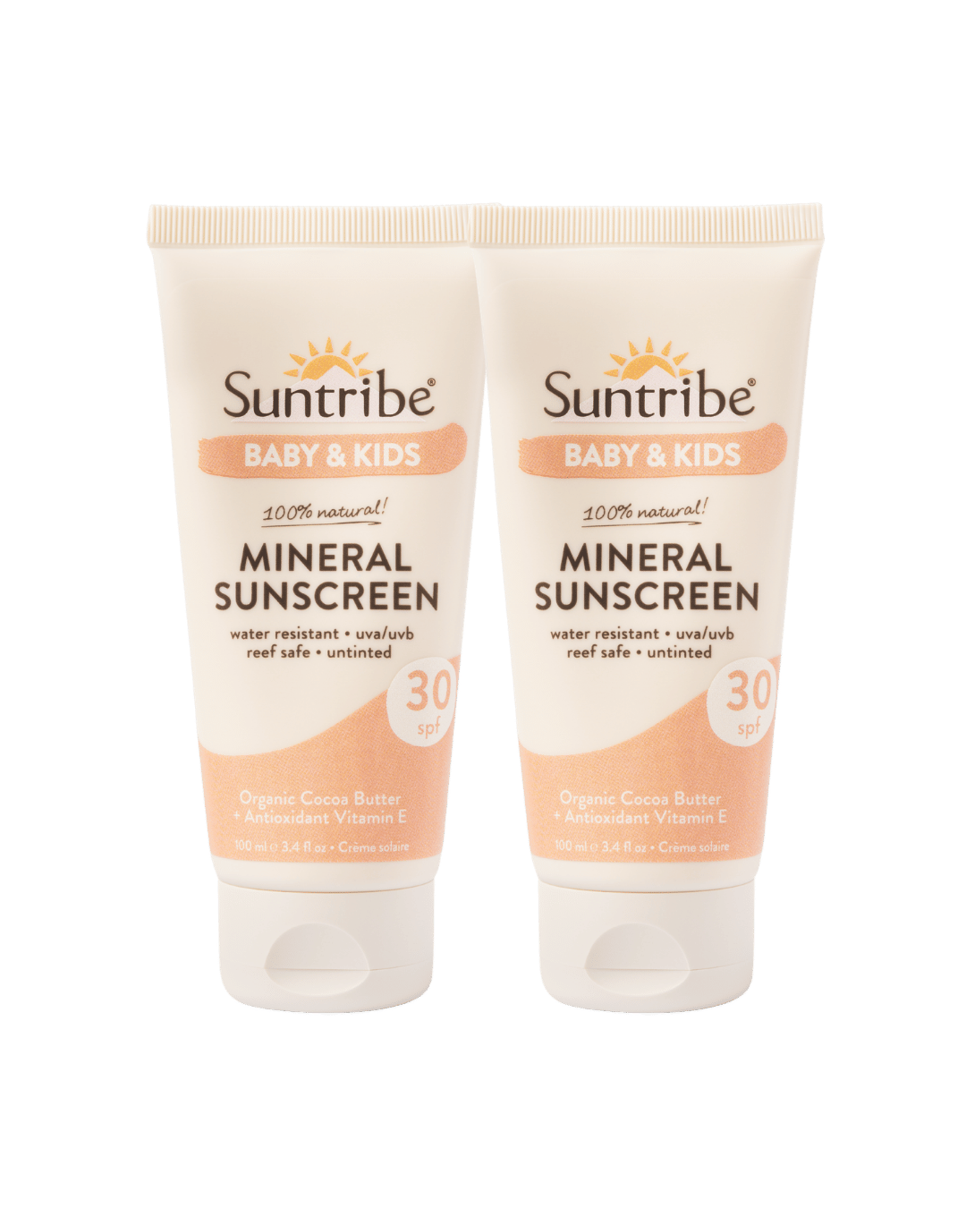 Suntribe Baby & Kids Natural Mineral Sunscreen Lotion SPF 30 100ml - 2 Pack Saver