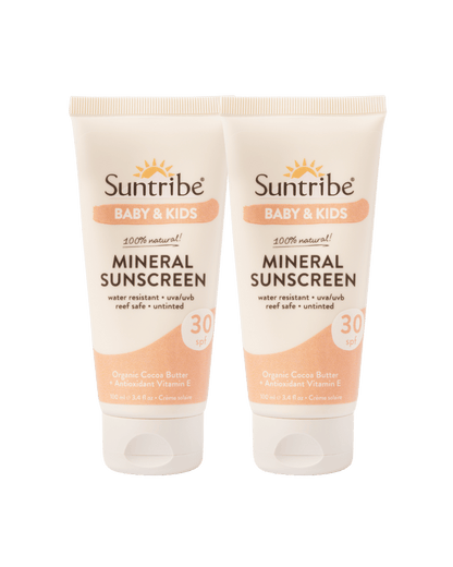 Suntribe Baby & Kids Natural Mineral Sunscreen Lotion SPF 30 100ml - 2 Pack Saver