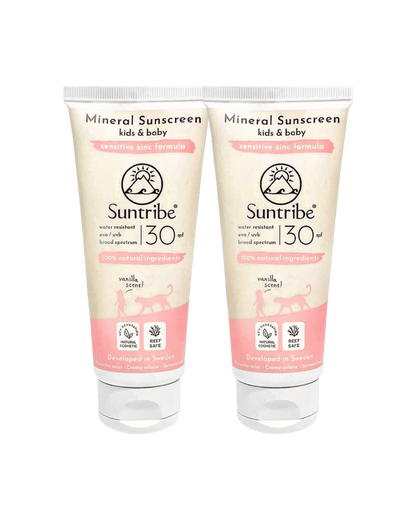 Suntribe Baby & Kids Natural Mineral Sunscreen Lotion SPF 30 100ml - 2 Pack Saver