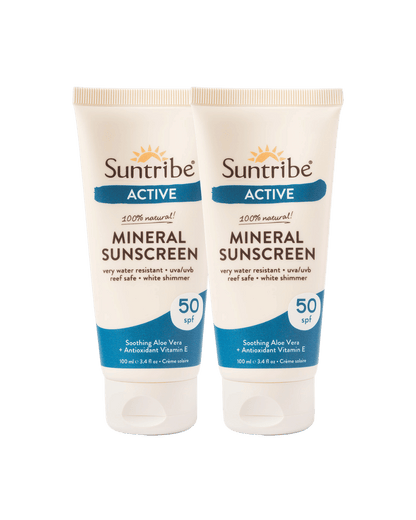 Suntribe Active Organic Mineral Sunscreen SPF 50 100ml - 2 Pack Saver