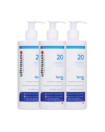 Ultrasun Sports Gel SPF 20 400ml - 3 Pack Saver