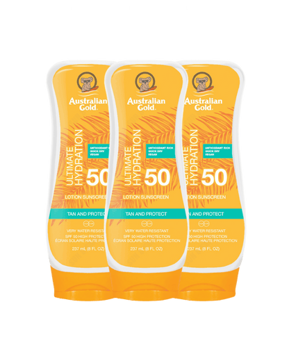 Australian Gold Sunscreen Sun Tan Lotion SPF 50 237ml - 3 Pack Saver